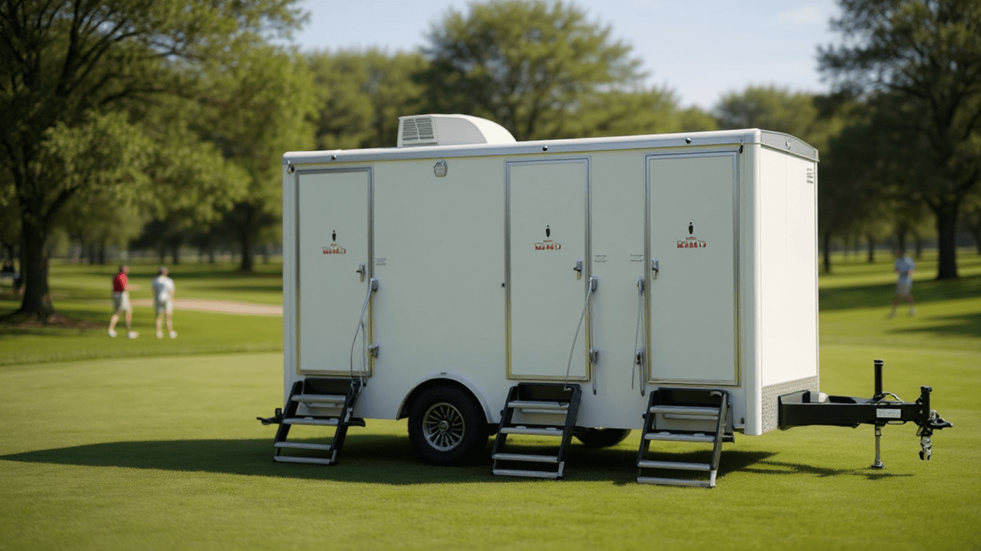 restroom trailer on golf course