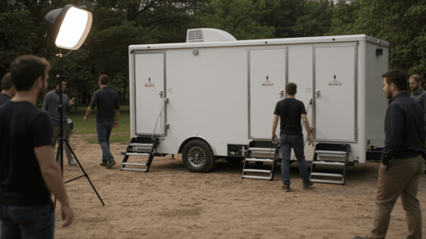 bathroom trailer on production set